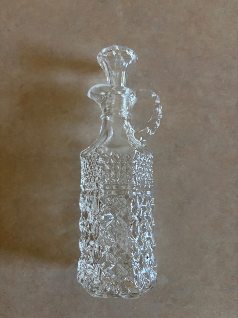 Vintage Anchor Hocking Glass Cruet Bottle & Stopper Oil Vinegar 7 1/2"